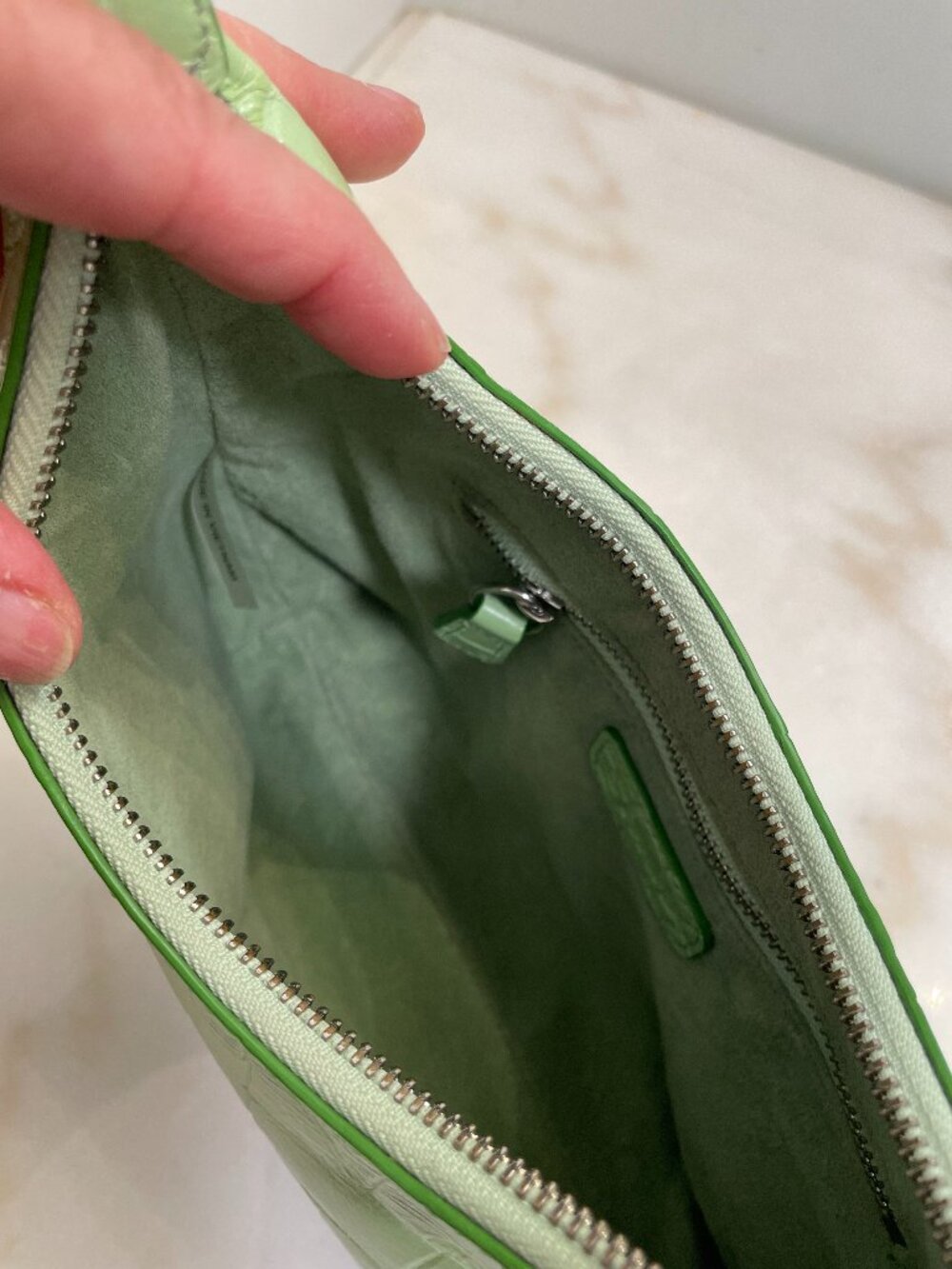 STAUD Scotty Crocodile Embossed Leather Hobo bag in Agave (Light Green) - Picture 12 of 15